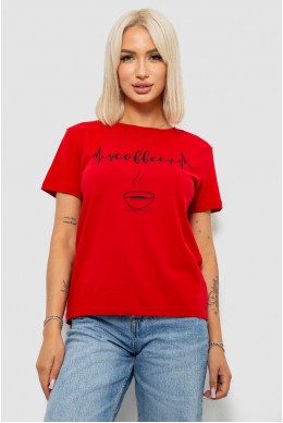 Футболка женская с принтом, цвет красный, 244R1251