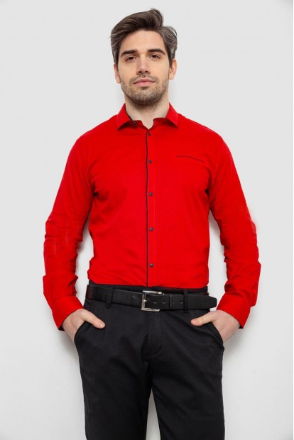 Рубашка мужская однотонная с принтом, цвет красный, 186R2025