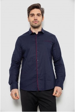 Рубашка мужская однотонная с принтом, цвет синий, 186R2025