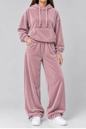 Спортивный костюм женский велюровый, цвет темно-пудровый, 241R2001-20 - фото № 0