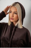 Спортивний костюм жіночий велюровий вільного крою, колір шоколадний, 241R2001-20 - фото № 5