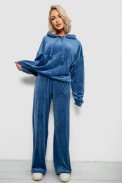 Спортивный костюм женский велюровый, цвет джинс, 241R2001-20 оптом - фото № 0