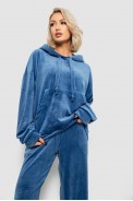 Спортивный костюм женский велюровый, цвет джинс, 241R2001-20 оптом - фото № 1