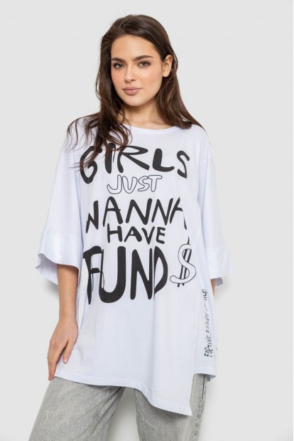 Футболка женская с принтом, цвет белый, 244R4017