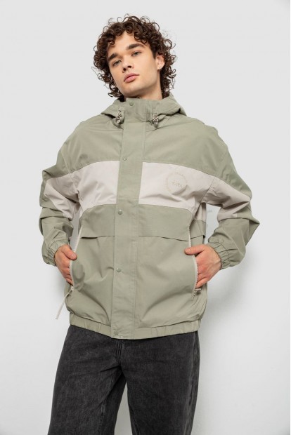 Вітровка чоловіча з принтом  -уцінка, колір оливковий, 214R603-1-U-46