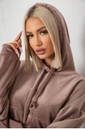 Спортивний костюм жіночий велюровий вільного крою, колір бежевий, 241R2001-20 - фото № 4