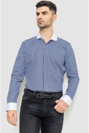 Сорочка чоловіча в смужку, колір біло-синій, 214R35-18-308-1
