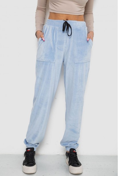 Штани жіночі велюрові  -уцінка, колір блакитний, 238R58168-U-14