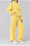 Спортивный костюм женский велюровый, цвет желтый, 241R2001-20 - фото № 1