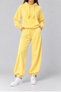 Спортивный костюм женский велюровый, цвет желтый, 241R2001-20 - фото № 3