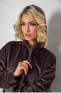 Спортивний костюм жіночий велюровий вільного крою, колір коричневий, 241R2001-20 оптом - фото № 5