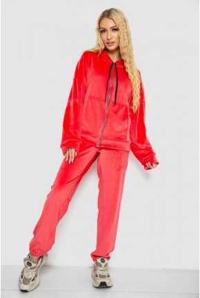 Спортивный костюм женский велюровый, цвет коралловый, 238R107-1