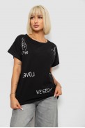 Футболка женская с принтом, цвет черный, 244R2316-5 - фото № 0