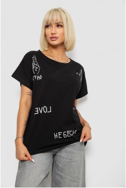 Футболка женская с принтом, цвет черный, 244R2316-5