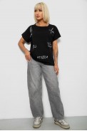 Футболка женская с принтом, цвет черный, 244R2316-5 - фото № 1