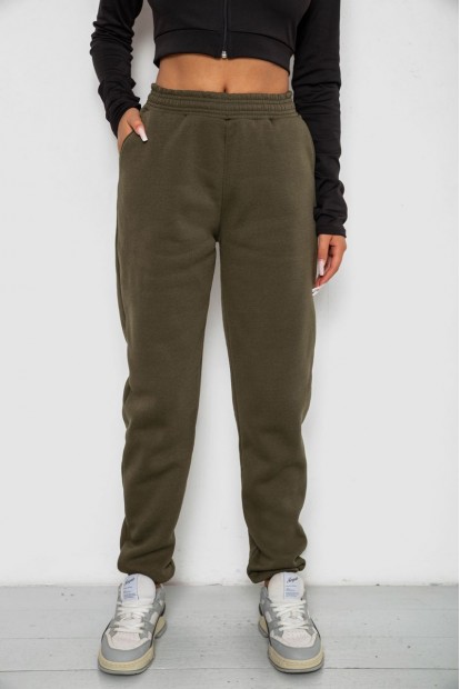 Спортивные штаны женские на флисе  -уценка, цвет хаки, 238R57828-U-13