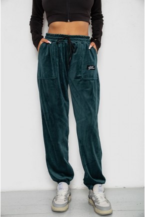 Спортивні штани велюрові жіночі, колір зелений, 238R58649-1