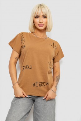 Футболка женская с принтом, цвет коричневый, 244R2316-5