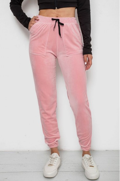 Штани жіночі велюрові  -уцінка, колір рожевий, 238R58168-U-36