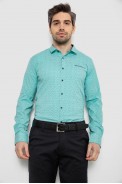 Рубашка мужская однотонная с принтом, цвет бирюзовый, 186R2028 - фото № 0