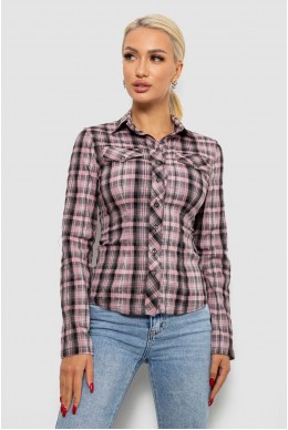 Сорочка жіноча в клітку  -уцінка, колір сіро-рожевий, 230R064-1-U