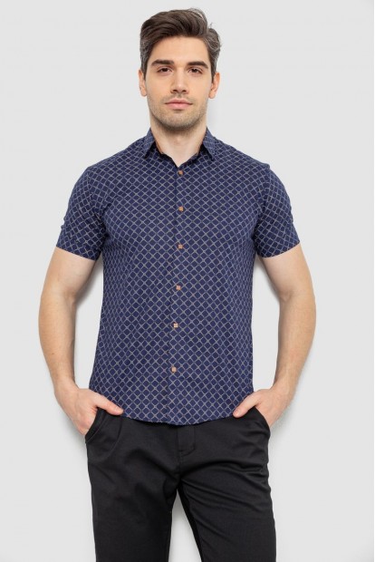 Сорочка чоловіча з принтом, колір синій, 214R7330