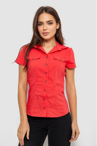 Рубашка женская однотонная, цвет коралловый, 230R068-1