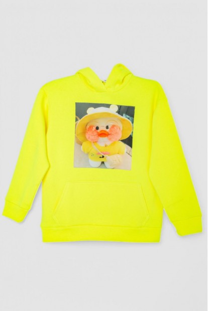 Худі дитячий на флісі з принтом  -уцінка, колір жовто-салатовий, 102R1525-U-3