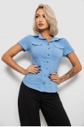 Рубашка женская однотонная, цвет джинс, 230R068-1 - фото № 0
