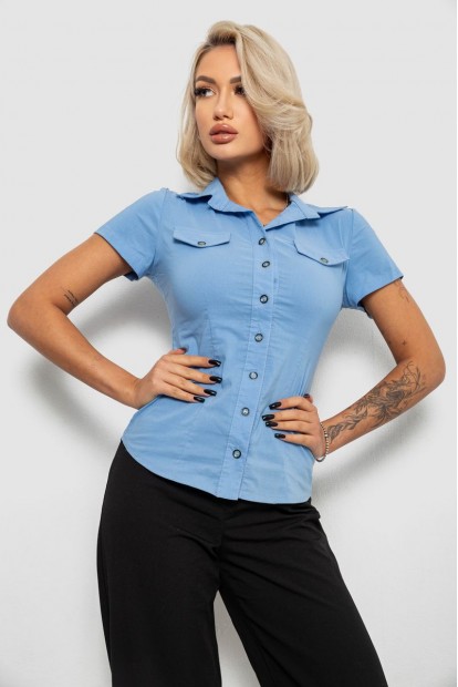 Рубашка женская однотонная, цвет джинс, 230R068-1