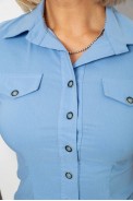 Рубашка женская однотонная, цвет джинс, 230R068-1 - фото № 4