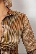 Рубашка классическая в полоску, цвет бежевый, 230R642 оптом - фото № 4