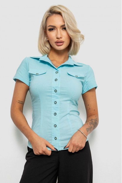 Сорочка жіноча однотонна, колір блакитний, 230R068-1