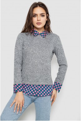 Блуза-обманка, колір сірий, 230R542-12