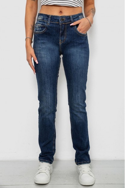 Джинсы женские однотонные Straight fit, цвет синий, 244R11489