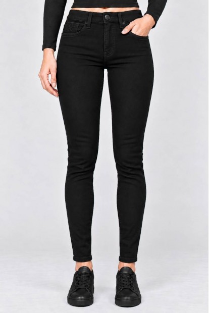 Джинсы женские однотонные Slim fit, цвет черный, 244RF-81739