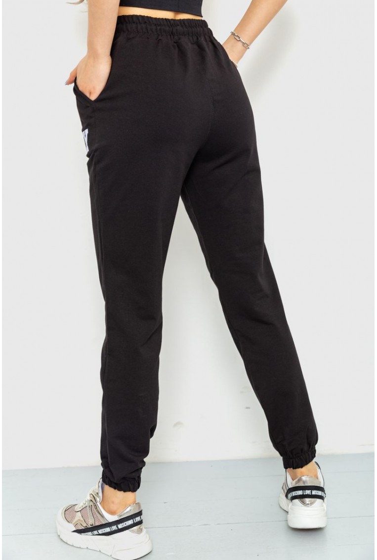 Купити Спорт штани жіночі двонитка, колір чорний, 220R042 - Фото №4