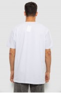 Футболка мужская однотонная с принтом, цвет белый, 244R1902 - фото № 3