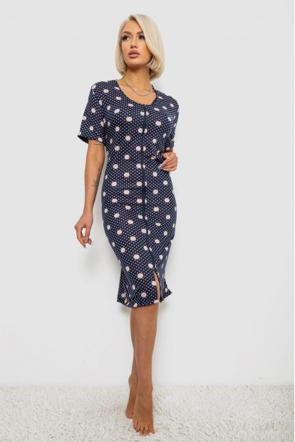 Халат женский на молнии в горох, цвет синий, 257R1030-5