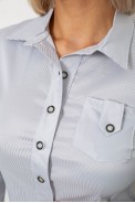 Рубашка классическая в полоску  -уценка, цвет светло-серый, 230R644-U-97 - фото № 4