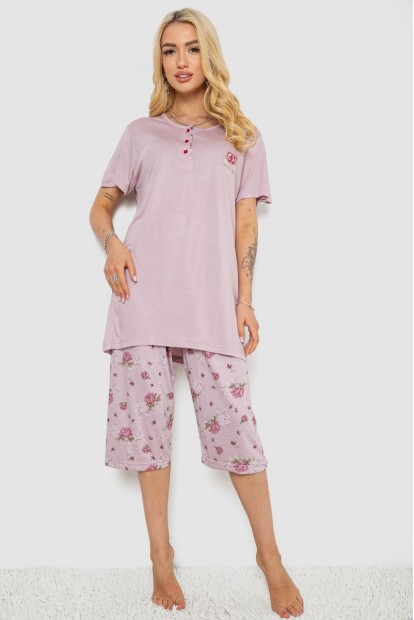 Піжама жіноча з принтом  -уцінка, колір бузковий, 243R6762-U-2