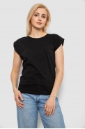 Футболка женская однотонная, цвет черный, 244R2215-5 оптом - фото № 0