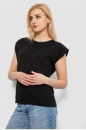 Футболка женская однотонная, цвет черный, 244R2215-5 оптом - фото № 2