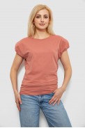 Футболка женская однотонная, цвет пудровый, 244R2215-5 - фото № 0