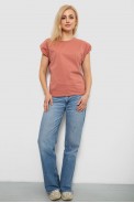 Футболка женская однотонная, цвет пудровый, 244R2215-5 - фото № 1