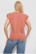 Футболка женская однотонная, цвет пудровый, 244R2215-5 - фото № 3