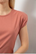 Футболка женская однотонная, цвет пудровый, 244R2215-5 - фото № 4
