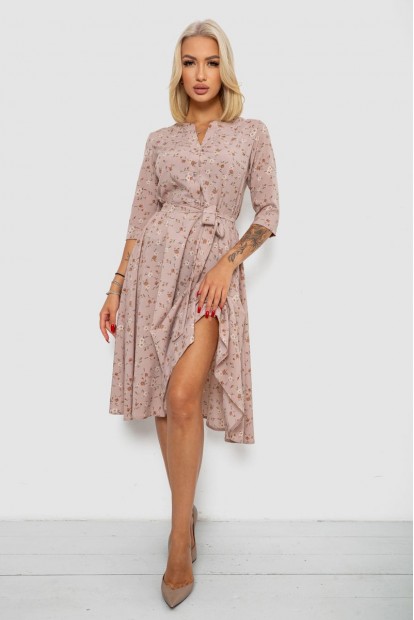 Сукня софт з принтом  -уцінка, колір бежевий, 230R1011-5-U