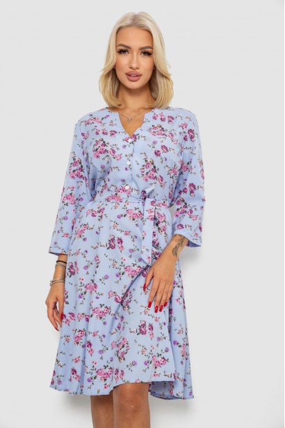 Платье софт с принтом, цвет голубой, 230R0032-5