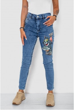 Джинси жіночі з принтом  -уцінка, колір синій, 247R907-U-3
